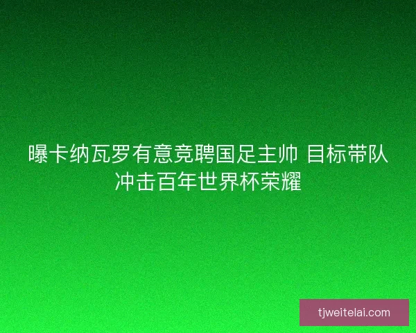 曝卡纳瓦罗有意竞聘国足主帅 目标带队冲击百年世界杯荣耀